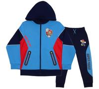Nintendo Super Mario Boys Hoodie and Jogging Bottoms with Zip, 2 Pack, Mario Here We Go Boys Hooded Sweatshirt and Active Sweatpants, blue, 6-7