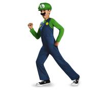 Luigi Classic Super Mario Borthers Plumber Game Cartoon Child Boys Costume M