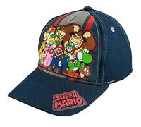 Nintendo Super Mario Family Baseball Cap for Boys 4-7 Years - Adjustable Snap Closure 100% Cotton. Blue