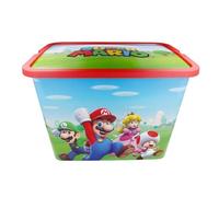 Nintendo Super Mario Kids Storage Boxes 23L - Official Licensed, BPA-Free Plastic, Lightweight, Stackable with Click Lock Lid- Toy Storage Box for Boys Girls- Keeps Kids Rooms Tidy, 39x29x27cm (Large)