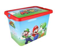 Nintendo Super Mario Kids Storage Click Boxes 7L - Officially Licensed Toy Storage Box with Click Lock Lid, BPA-Free Plastic, Lightweight & Stackable - Keep Kids Rooms Tidy (29 x 19 x 19 cm)