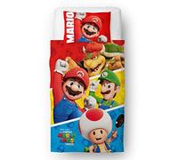 Nintendo Super Mario Movie Official Single Childs Duvet Cover Set | Jump Design Reversible 2 Sided Bedding Including Matching Pillow Case | Single Bed Set | Polycotton