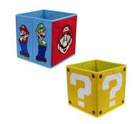 Nintendo Super Mario Officially Licensed Storage Boxes | 2 pack Foldable Storage Cubes Faces Design with Mario and Luigi | Perfect For Organising Children's Room, Kids Playroom, 30 x 30cm