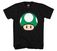 Nintendo Super Mario One Up Mushroom Get a Life Adult T-Shirt, Black, Medium