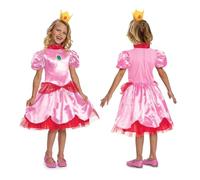 Nintendo Super Mario Princess Peach Fancy Dress for Kids, Officially Licensed by Disguise, Peach Costume for Girls, Includes Iconic Crown with Pink Layered Dress, for ages 3-4, 4-6, 7-8 years