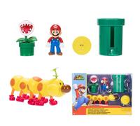 Nintendo Super Mario Soda Jungle Diorama Includes 3 Figures and 2 Accessories: 2.5-Inch Mario, Wiggler, Piranha Plant, Warp Pipe, Coin. Ages 3+ (Officially Licensed)