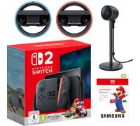 Nintendo Switch 2 256GB with Mario Kart World, Joy-Con 2 Wheel Pair, Nintendo Switch 2 Camera, Samsung microSD Express Card - Neon Red/Blue, Multi Colour