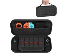 Nintendo Switch 2 Tragetasche,10-in-1 Switch 2 Konsole Kit,Hartschalen-Schutzhülle mit Panzerglas,10 Spielkartenfächer,8 Thumbgrips,Wasserfest