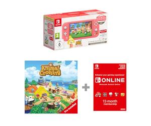 Nintendo Switch Lite Coral: Isabelle Alhoa Edition + Animal Crossing: New Horizons Pre-Installed Switch Online 12 Month Subscription Redemption Code