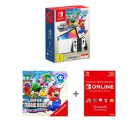 Nintendo Switch OLED 64GB with Super Mario Bros. Wonder + Switch Online 1 Year - White, White