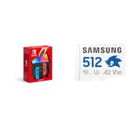 Nintendo Switch (OLED Model) - Neon Blue/Neon Red + Sonic microSD Card