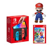 Nintendo Switch - OLED Model (Neon Blue/Neon Red) Super Mario Bros. Wonder + Mario Soft Toy Pack