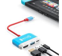 Nintendo Switch/OLED Switch 3-in-1 Mini TV Dock with 4K HDMI, USB 3.0, USB-C PD 100W Charging, Portable Travel Dock