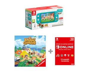 Nintendo Switch Turquoise: Timmy & Tommy's Edition+ Animal Crossing: New Horizons pre-installed Switch Online 12 Month Subscription Redemption Code