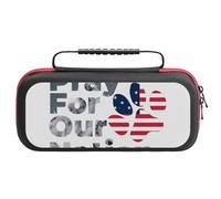 Nintendo-SwitchCountry - Paw Prints - Flag - T-shirt - Snow Mountain All-in-One Storage Case: Switch Bag with Carry Handle for Console & Accessories, Cartridge Case with 20 Slots, Switch Oled