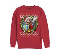Nintendo Unisex's Wreath Mario Real Sweatshirt, Red, Large