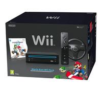 Nintendo Wii Console (Black) with Mario Kart Wii: Includes Wii Wheel and Wii Remote Plus