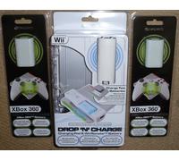 NINTENDO WII REMOTE & XBOX 360 WIRELESS INDUCTION BATTERY CHARGER KIT BRAND NEW