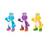 Nintendo Yoshi 3-Pack Action Figures, 4 Inch / 10cm Authentic Super Mario Figures Includes Yellow Yoshi, Purple Yoshi and Light-Blue Yoshi, Ideal For Ages 3+