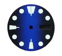 Nintens 1pc 28.5MM Diameter Dual Calendar Watch Dial Green Glow Luminous Dial for NH35/NH36 Watch Movement Accessories Parts for Wristwatch(4)