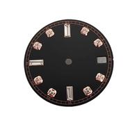 Nintens 1pc 28.5mm Watch Dial Diamond Watch Accessories for NH35 NH36 7S Movement(Black Gold)