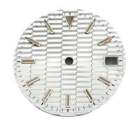 Nintens 1pc NH35 Sterile 28.5mm Watch Dial with Calendar Window Blue Luminous Fit NH35 Automatic Movement Watch Accessories Parts(Silver)