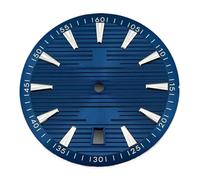 Nintens 1pc NH35 Sterile 33.5mm Ome Watch Dial Black/White/Blue 6 O'clock Date Window Luminous Automatic Movement Watch Accessories Parts(Blue 2)