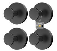 Ninth Five 4 Pack Suction Cup Hooks for Shower, Bathroom, Kitchen, Glass Window, Mirror, Tile - Towel, Coat, Bath Robe for Hanging (Black)