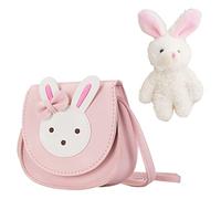 NINVVS 1 mini Rabbit Messenger Bag, Shoulder Bag, PU Leather Handbag, Adjustable Shoulder Strap, with 1 one-Piece Rabbit Pendant, Suitable for Dating, Shopping, Hiking Girls (Pink)