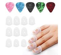 NINVVS 10 pieces of silicone finger protector, with 5 guitar picks, string finger guards, guitar fingertip protectors, non-slip transparent finger guards (JTZT1)