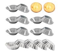 NINVVS 15 Pieces of Aluminum Egg Tart molds, mini Pie Trays, Reusable Egg Tart molds, Non-Stick Baking molds, Aluminum Alloy Baking Trays Cups, for Making Muffins and Cupcakes (Silver)
