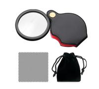 NINVVS 1PC 5x Magnifying Glass, 1 Wiping Cloth and 1 Storage Bag, Mini Pocket Magnifying Glass, Rotating Folding Magnifying with Protective Leather Case, Suit for Reading，Hobbies.