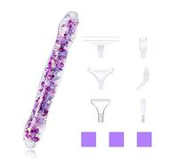 NINVVS 1pc Purple Diamond Drawing Pen, Diamond Drawing Pen Accessories, Glow Diamond Art Pen for Painting Craft DIY Nail Art, with 6 Diamond Pen Replacement Tips and 3 Pcs Putty Clay