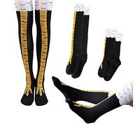 NINVVS 2 pairs of chicken feet socks, funny stockings, cartoon winter warm socks, funny gift clothing accessories (black and yellow)