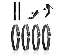 NINVVS 2 Pairs Women's Anti-Loosening Non-Slip Shoe Laces, Artificial Leather Ankle Straps, Suitable for High Heels, Sandals (Black)