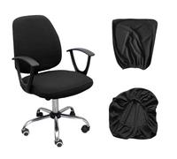 NINVVS 2-piece black seat cover, including 1 cushion and 1 backrest, polar fleece corn plaid split chair cover, office home computer chair cover, office chair elastic seat cover