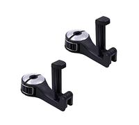 NINVVS 2 Pieces of Car Lock Hooks, Two-in-one Car Seat Hooks, Hidden Hooks for Car Headrests, with Mobile Phone Holders, for Hang Bags, Toys, Baby Products, Mobile Phones, Etc. (Black and Silver)