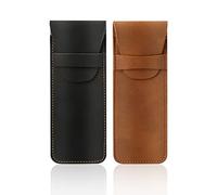 NINVVS 2 Pieces Pen Case, PU Leather Pen Case, Handmade Pen Case, Pen Protective Case for Pens,Apply to Pencils, pens, Ballpoint pens (Black and Brown)