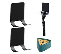 NINVVS 2 Pieces Shaver Holder and 1 Piece Towel Hook, self-Adhesive Hook, Multifunctional Stainless Steel Hook, Shaver Holder, Bathroom Hook, Kitchen Toilet Drill-Free Hook (Black)