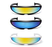 NINVVS 3 Pairs of Futuristic Space Glasses, Alien Fun Sunglasses, Cool Party Cosplay Costume Props Set, White Frame With Rainbow Lens, 13.5*11.5*3.8cm