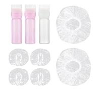 NINVVS 3 pieces of hair dye comb bottles, with 2 pieces of shower caps and 2 pairs of waterproof earmuffs, plastic squeeze bottles, root comb applicator, hairdressing tools with scale (120ml)