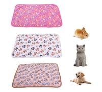 NINVVS 3 pieces of pet mats, blankets non-slip seat cushions, soft and warm pet blankets, small cat and dog pet blankets, cute paw print blankets, washable pet supplies (40 * 60cm)