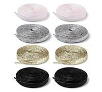 NINVVS 4 Pcs Shiny Flat Laces, Tear-Resistant Woven Polyester Replacement Laces for Board Shoes, Canvas, Sports Shoes, Boots, Trouser Rope (130Cm)