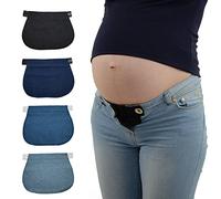 NINVVS 4-piece denim belt, adjustable extension belt, elastic pants extension belt for pregnant women, elastic extension belt for pregnancy, adjustable extension buckle, Blue (YCB)