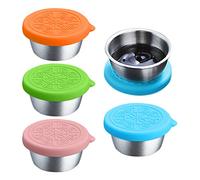 NINVVS 4-Piece Dipping Set - Stainless Steel, Sealed, Leak-Proof Seasoning Containers With Silicone Lids - Snack Box Food Containers