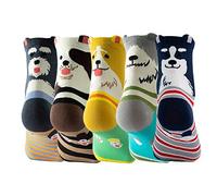 NINVVS 5 Pairs of Three-Dimensional Dog-Eared Socks, Cartoon Animal Socks, Fun and Cute Tube Socks, Ladies Combed Cotton Socks, Suitable for Most Women
