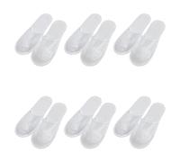 NINVVS 6 Pairs of Plush Slippers - Closed Toe, Washable, Anti-Skid for Spa, Party, Travel - Reusable Hotel Footwear 28 * 10.5cm (White)