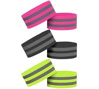 NINVVS 6 Reflective Straps, High-visibility Armbands, Elastic Wrist/Ankle Straps, Suitable for Running, Cycling, Early Morning or Night Activities Safety Equipment (Green, Black, Pink) (TLWD)