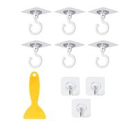 NINVVS 6pcs Rotatable Self-Adhesive Hooks, Transparent PVC, Plastic & Viscose, Modern Design, Wall Mount, Easy Install, Bedrooms to Bathrooms
