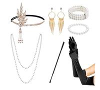 NINVVS 7 Piece 1920s Set Great Gatsby Ladies Accessories 1920s Accessories for Masquerade Bachelorette Party Bridal Wedding Vintage Accessories
